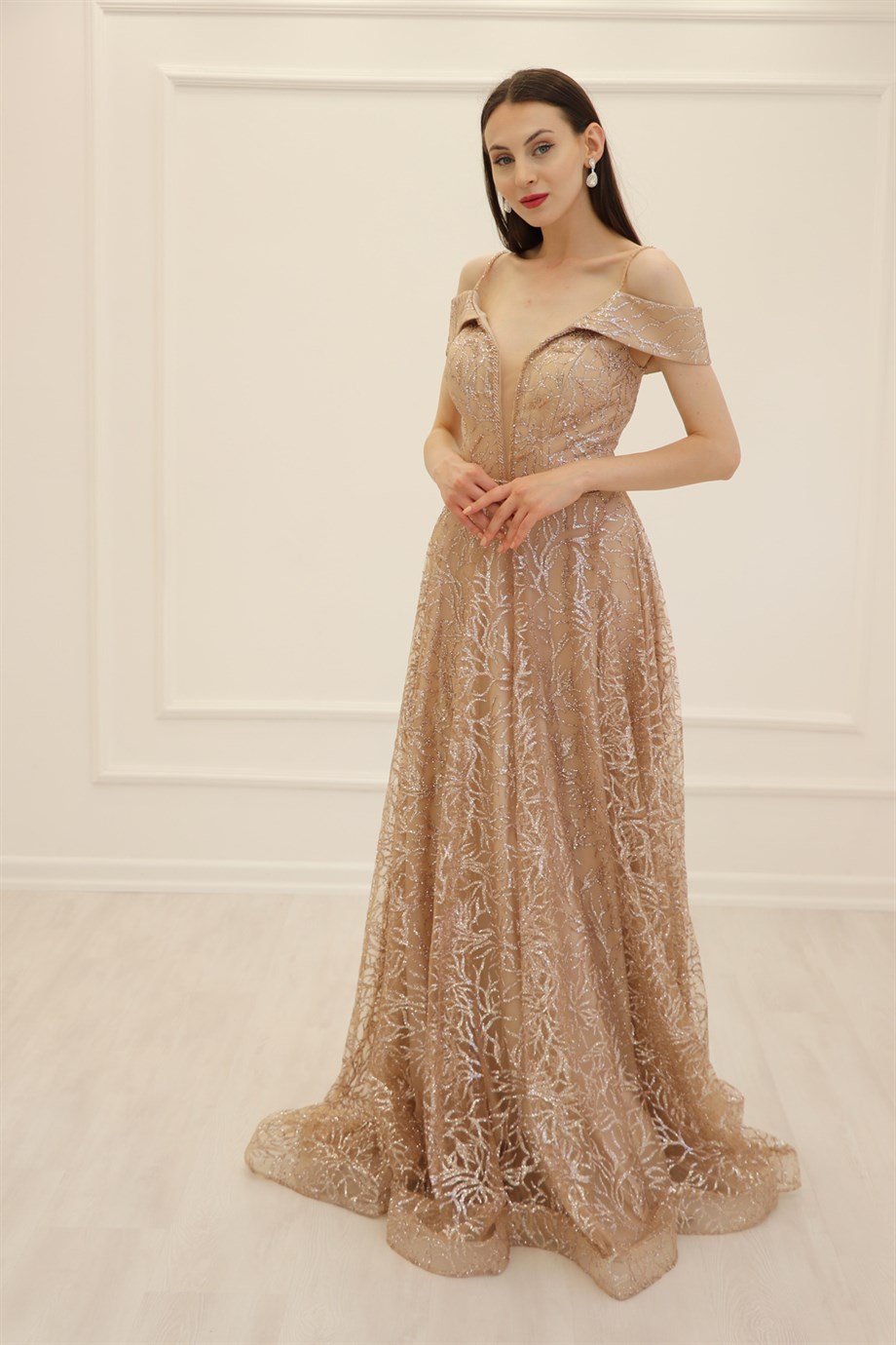 Gold Uzun Abiye 2882