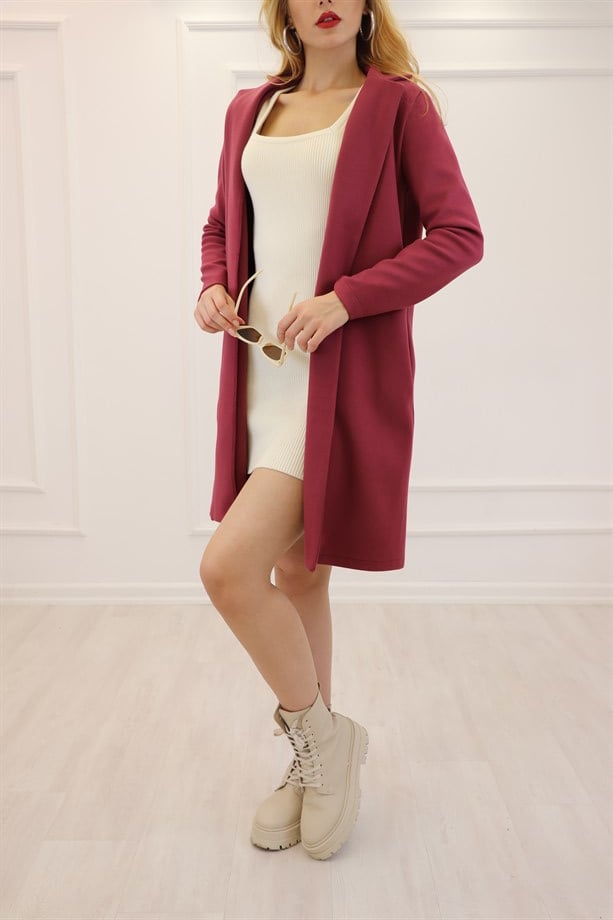 Gül Kurusu Kemerli Astarsız Kaban 221310