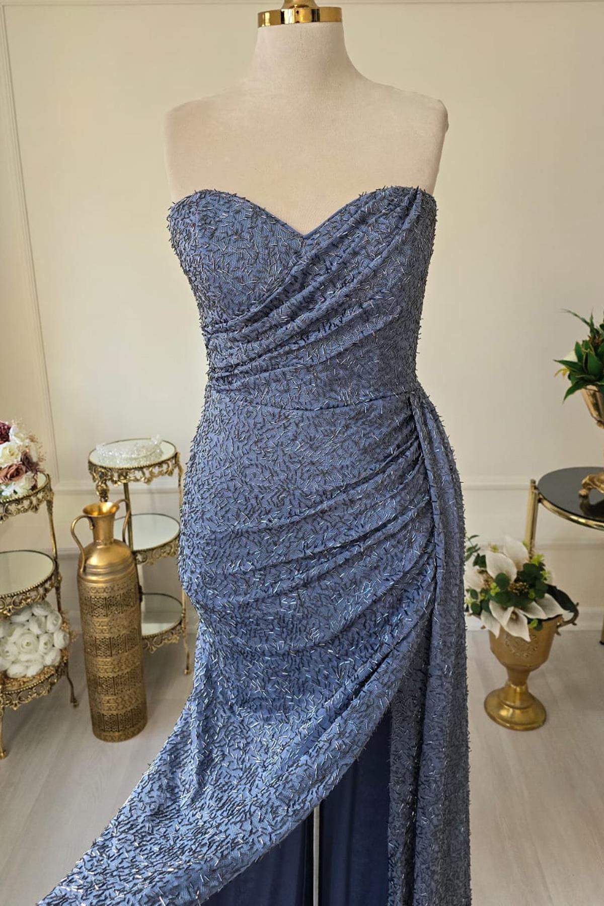 İndigo Boncuk İşlemeli Abiye 1895