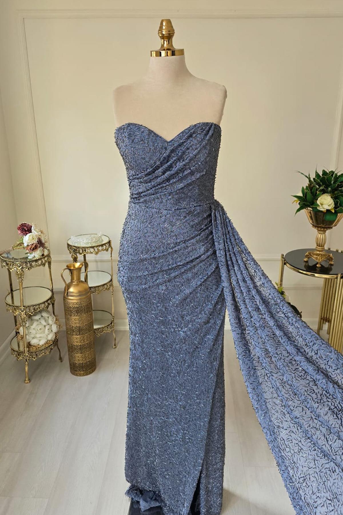 İndigo Boncuk İşlemeli Abiye 1895