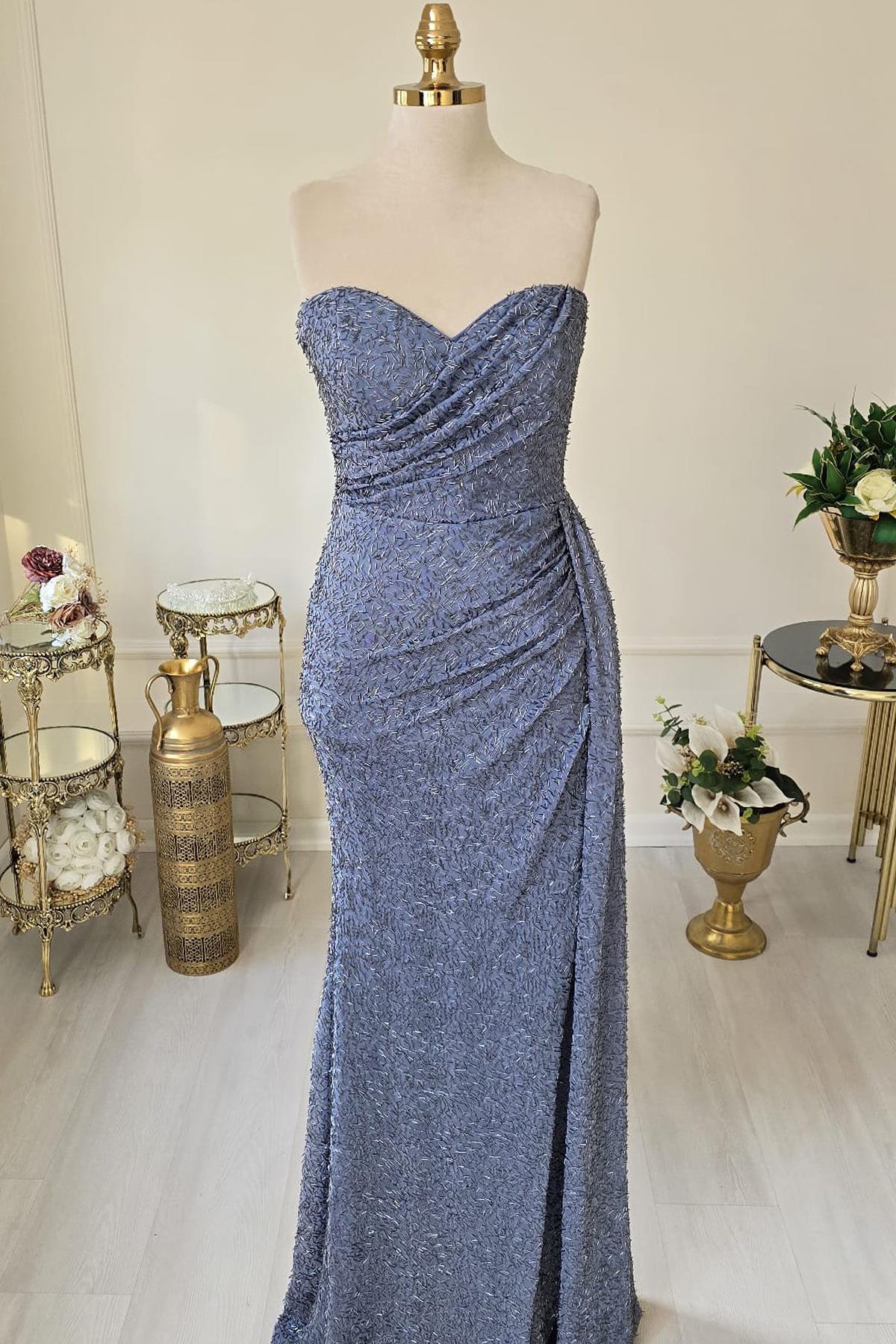 İndigo Boncuk İşlemeli Abiye 1895