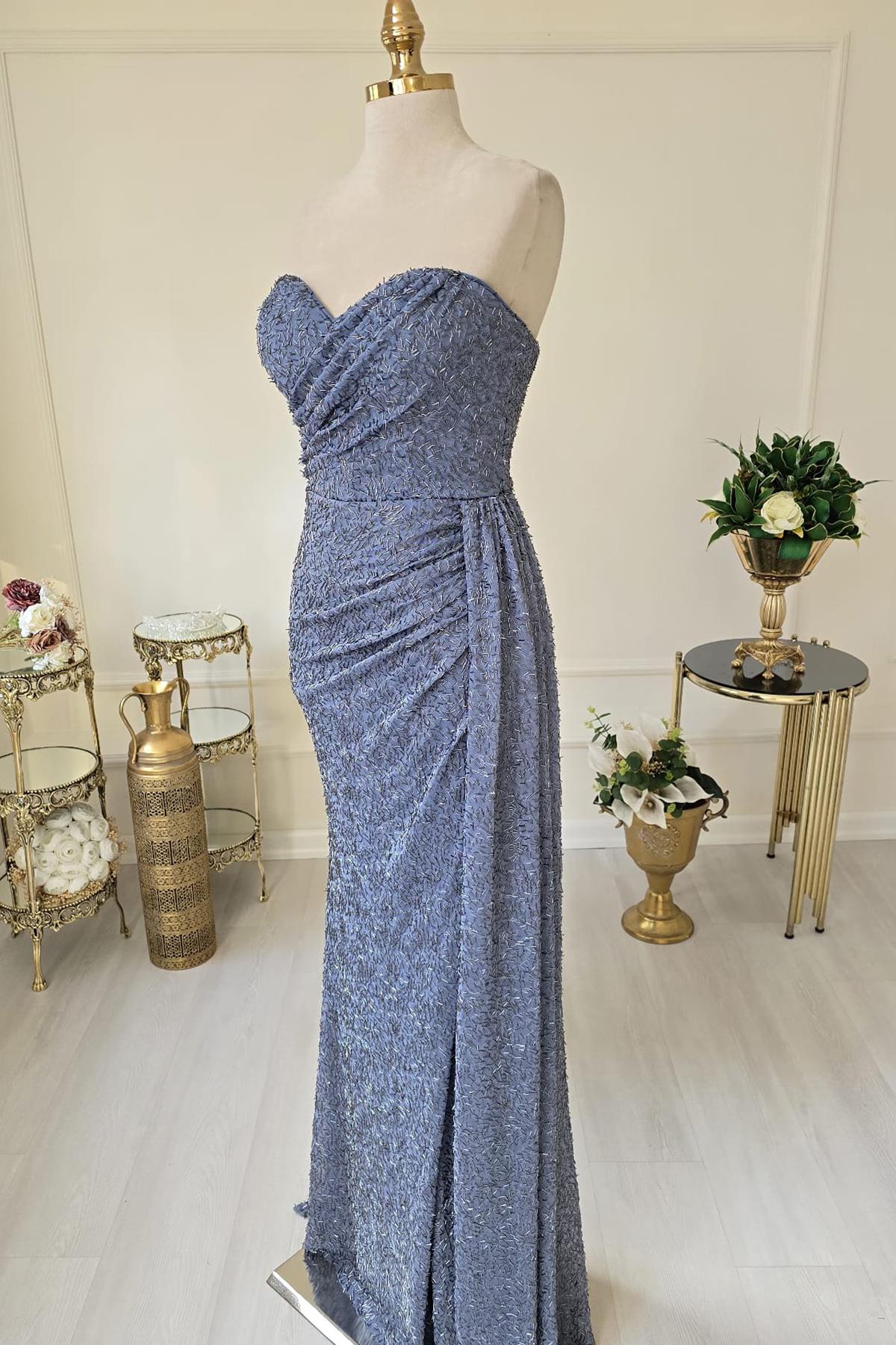 İndigo Boncuk İşlemeli Abiye 1895