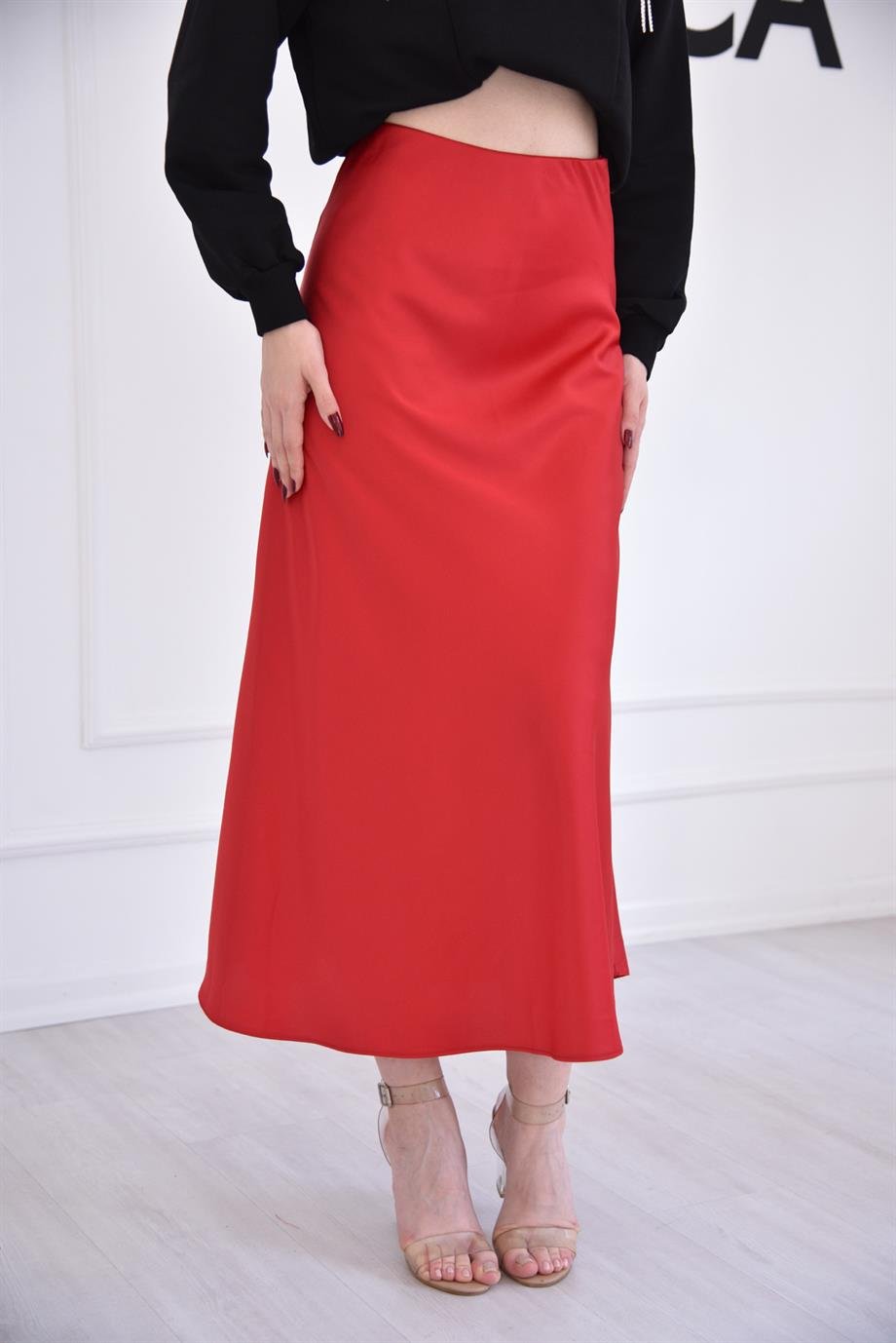 Kırmızı Saten Etek 10378