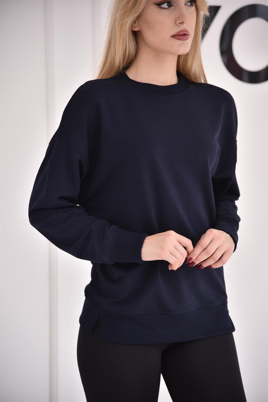 Lacivert Bisiklet Yaka Sweat 9002