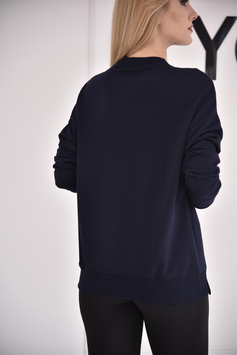 Lacivert Bisiklet Yaka Sweat 9002