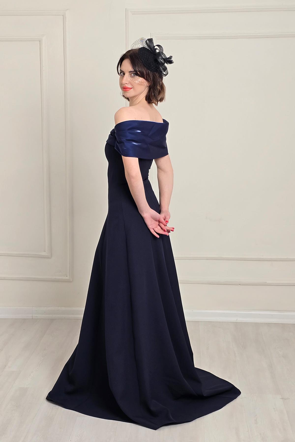 Lacivert Degajeli Abiye 8316