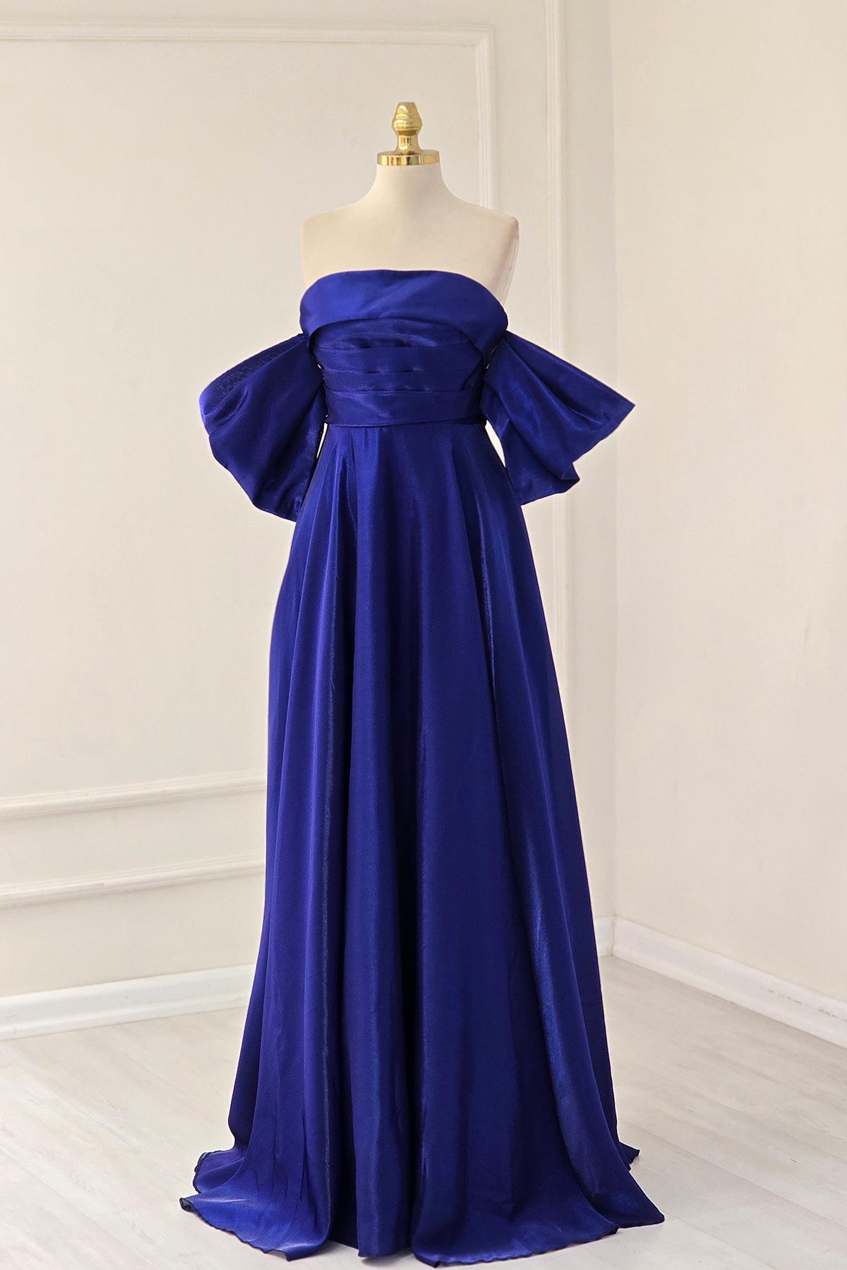 Lacivert - Kiremit PRENSES ORGANZE ELBİSE 6961