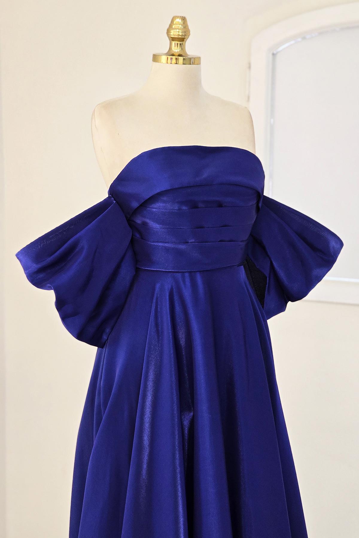 Lacivert - Kiremit PRENSES ORGANZE ELBİSE 6961