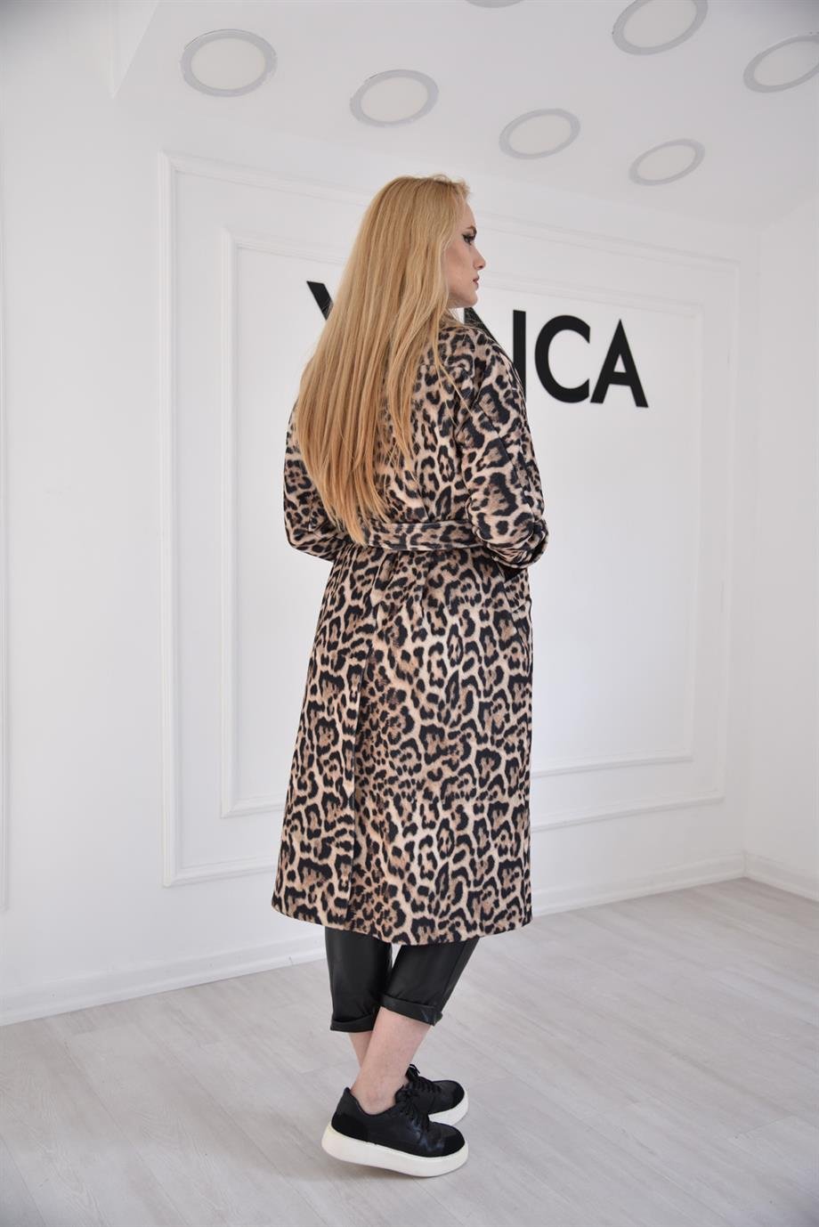 LEOPAR Leopar Desenli Uzun Kaban 54427