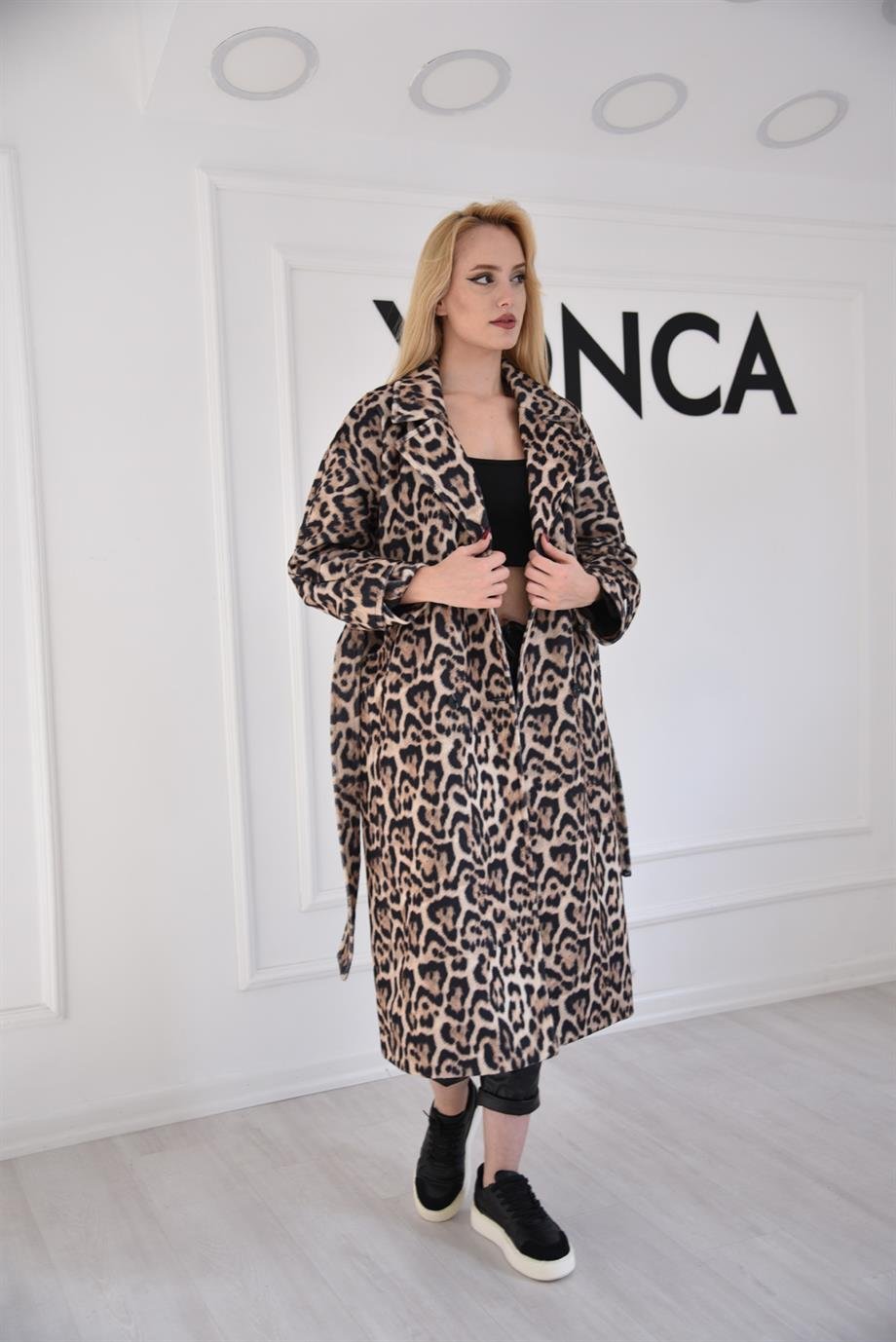 LEOPAR Leopar Desenli Uzun Kaban 54427