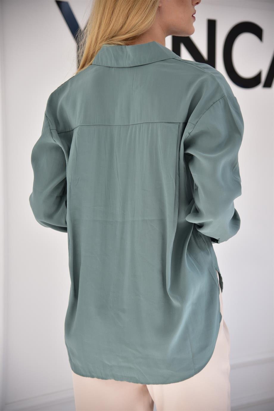 Mint Oversize Düğmeli Gömlek 3005