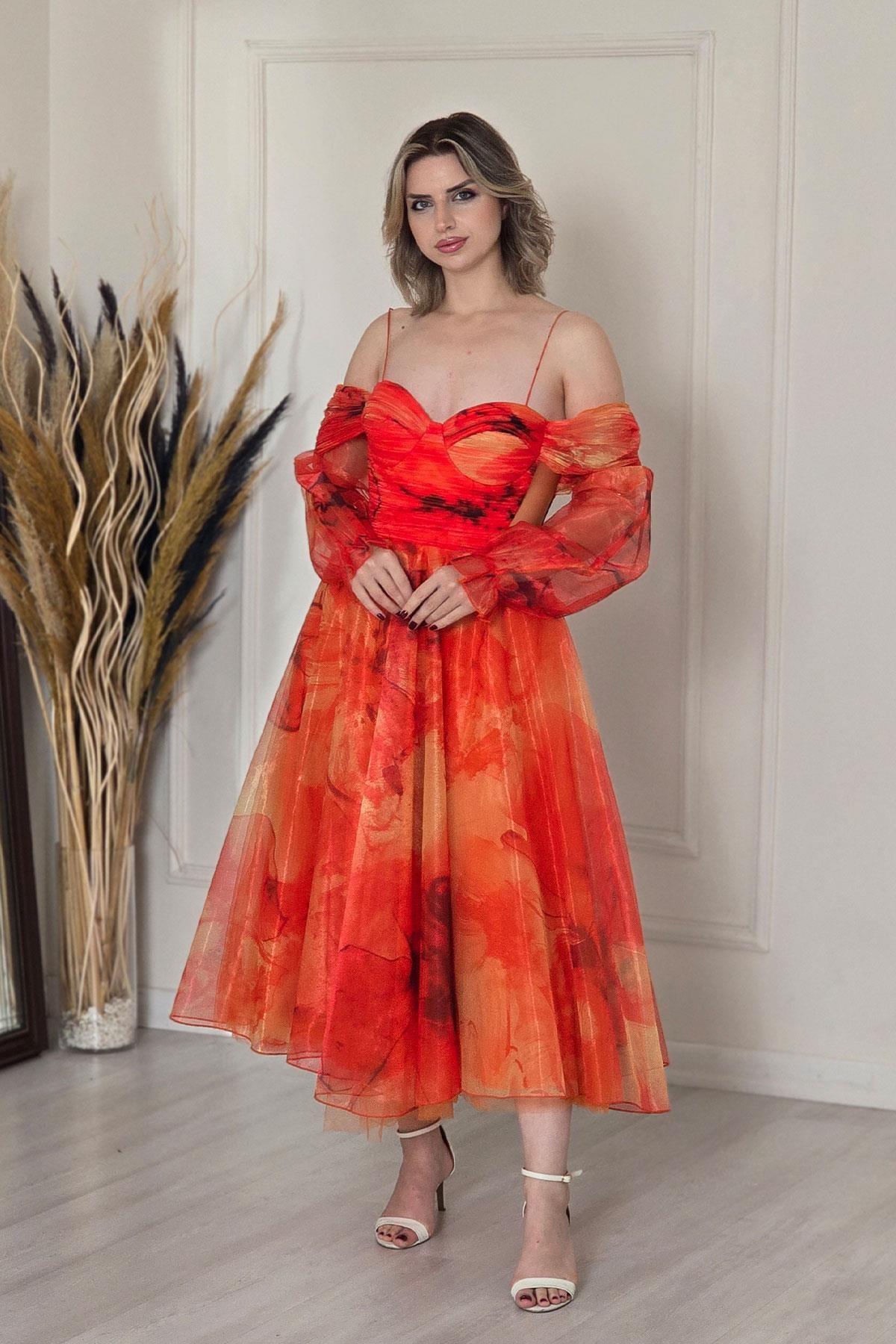 ORANGE Drapeli Midi Boy Seyyar Kol Abiye 58427