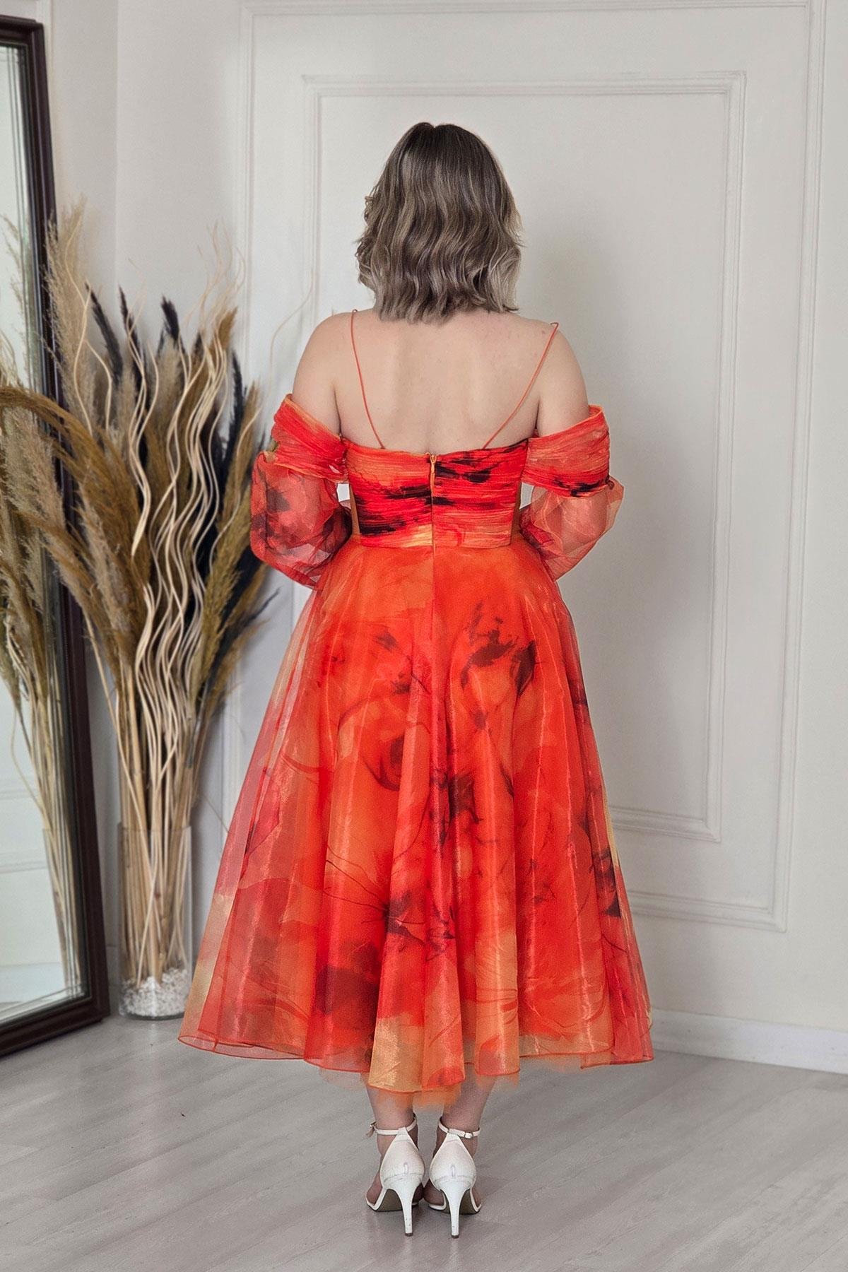 ORANGE Drapeli Midi Boy Seyyar Kol Abiye 58427