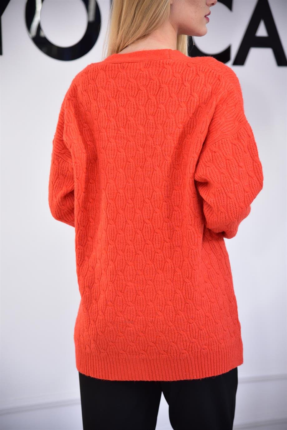 ORANGE Düğmeli Uzun Oversize Hırka 23190