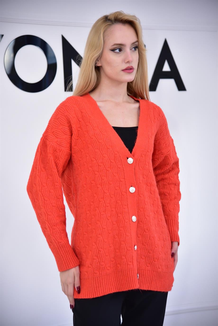 ORANGE Düğmeli Uzun Oversize Hırka 23190