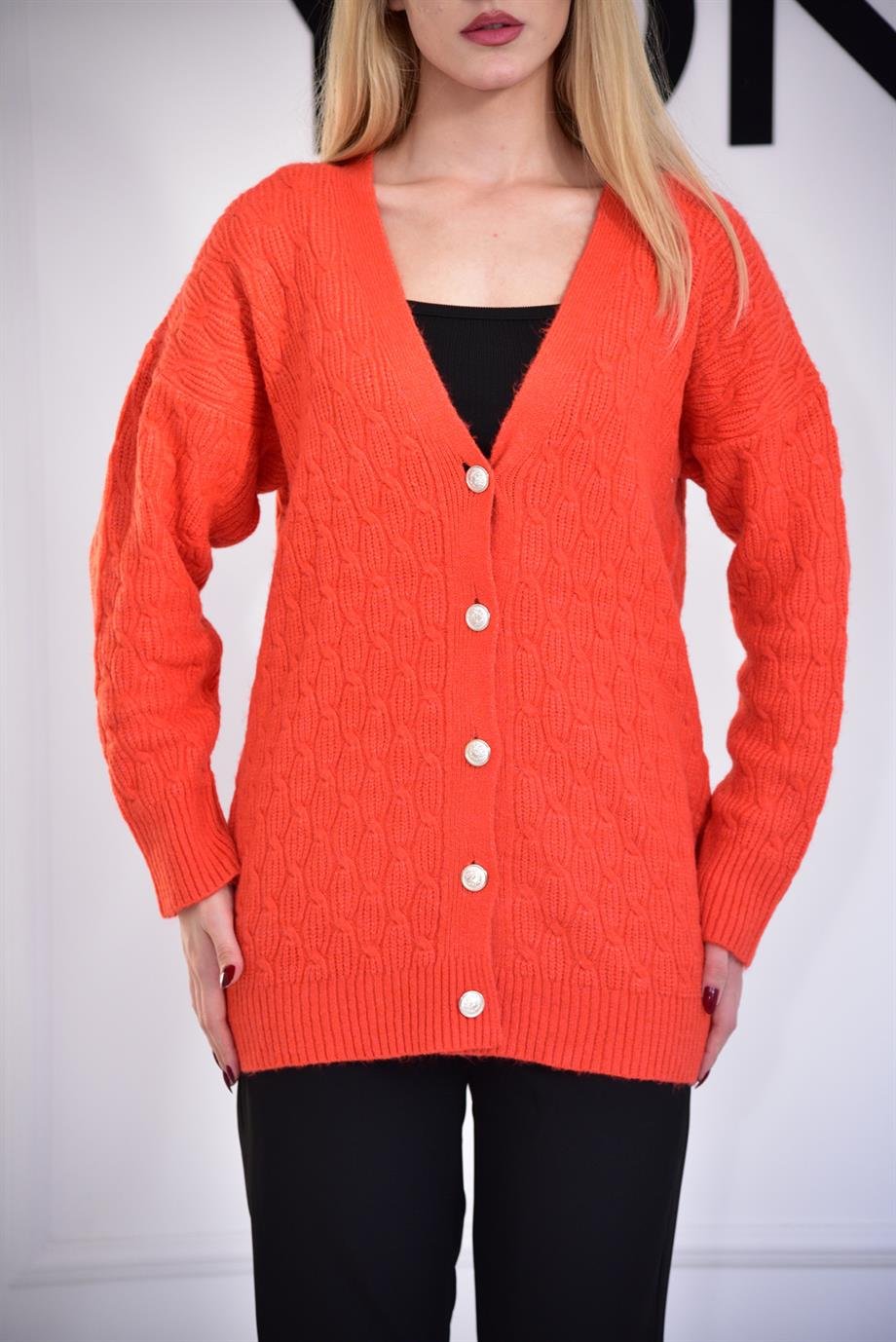 ORANGE Düğmeli Uzun Oversize Hırka 23190