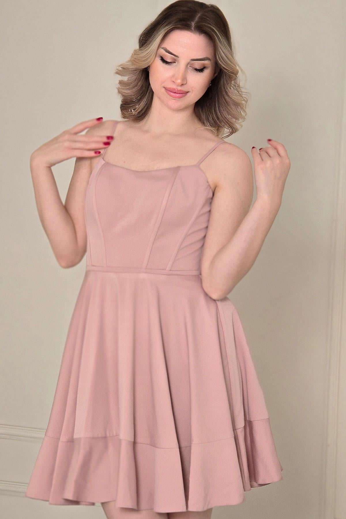 Pudra Korseli Mini Elbise 4380