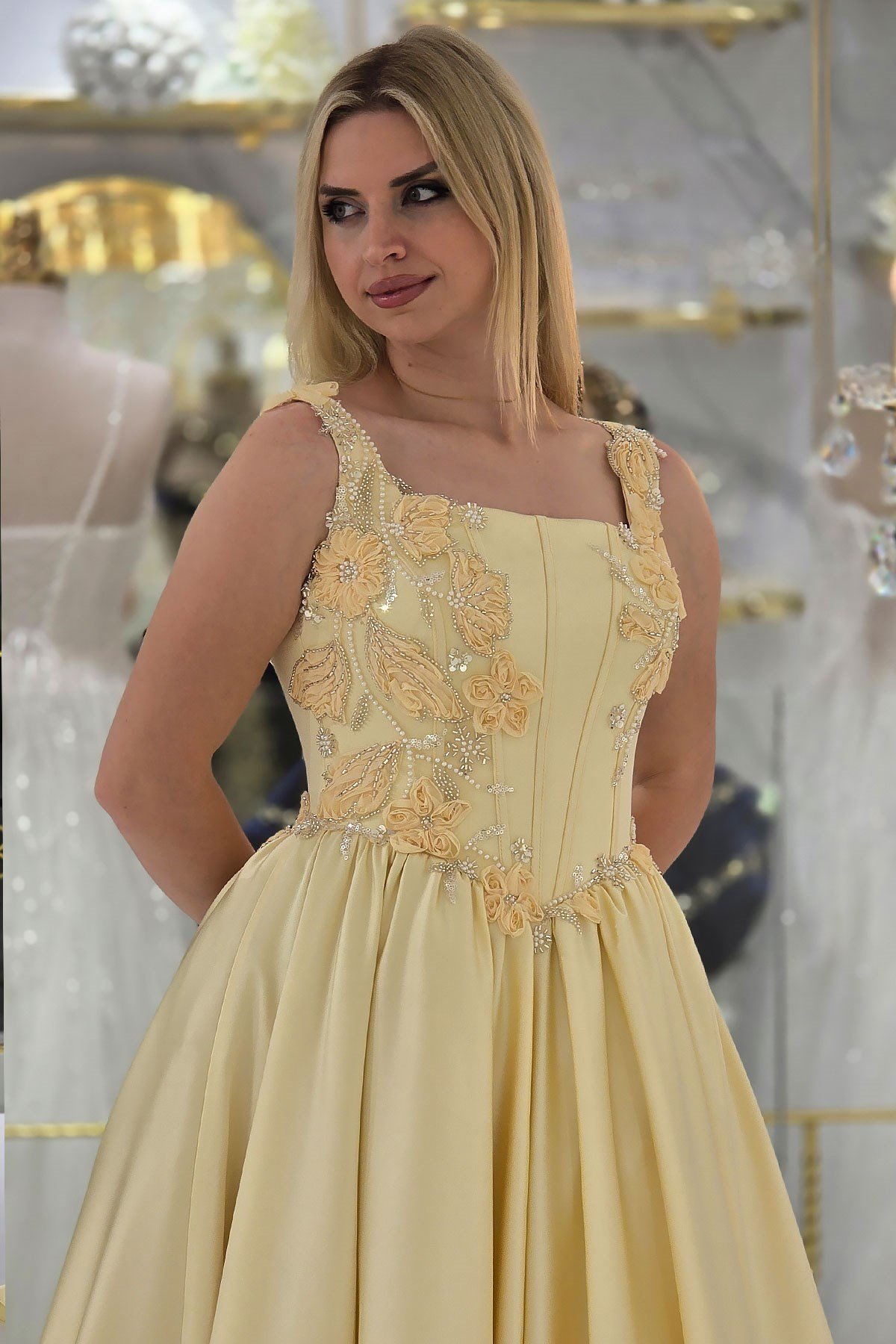 Sarı Ync Saten Nişanlık 8120