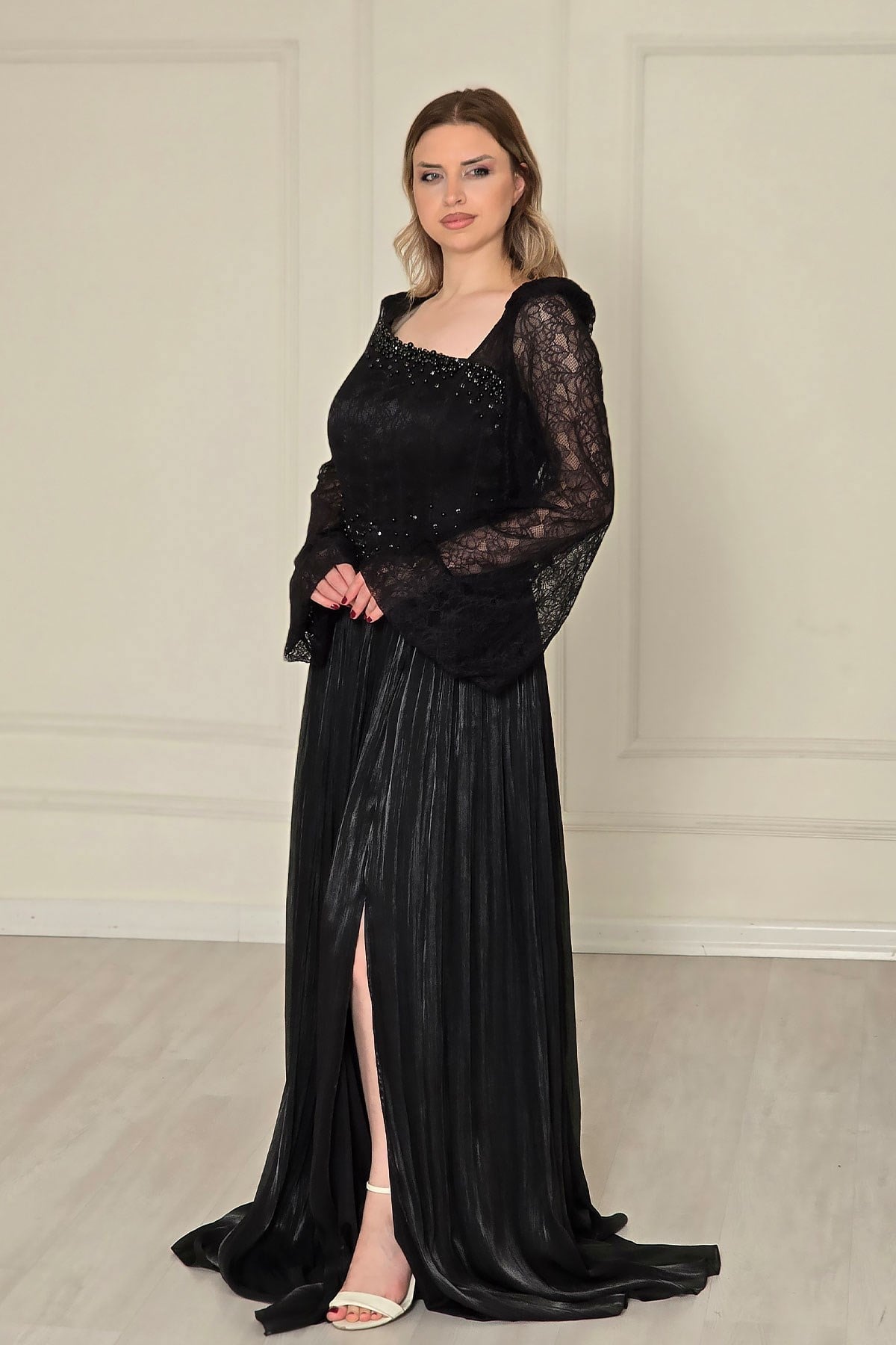Siyah Dantelli Korseli Abiye 16200