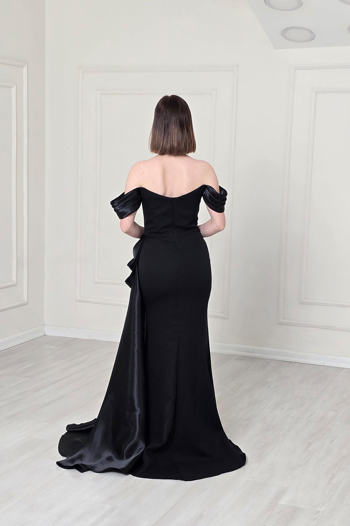 Siyah Fiyonklu Balık Abiye 1123