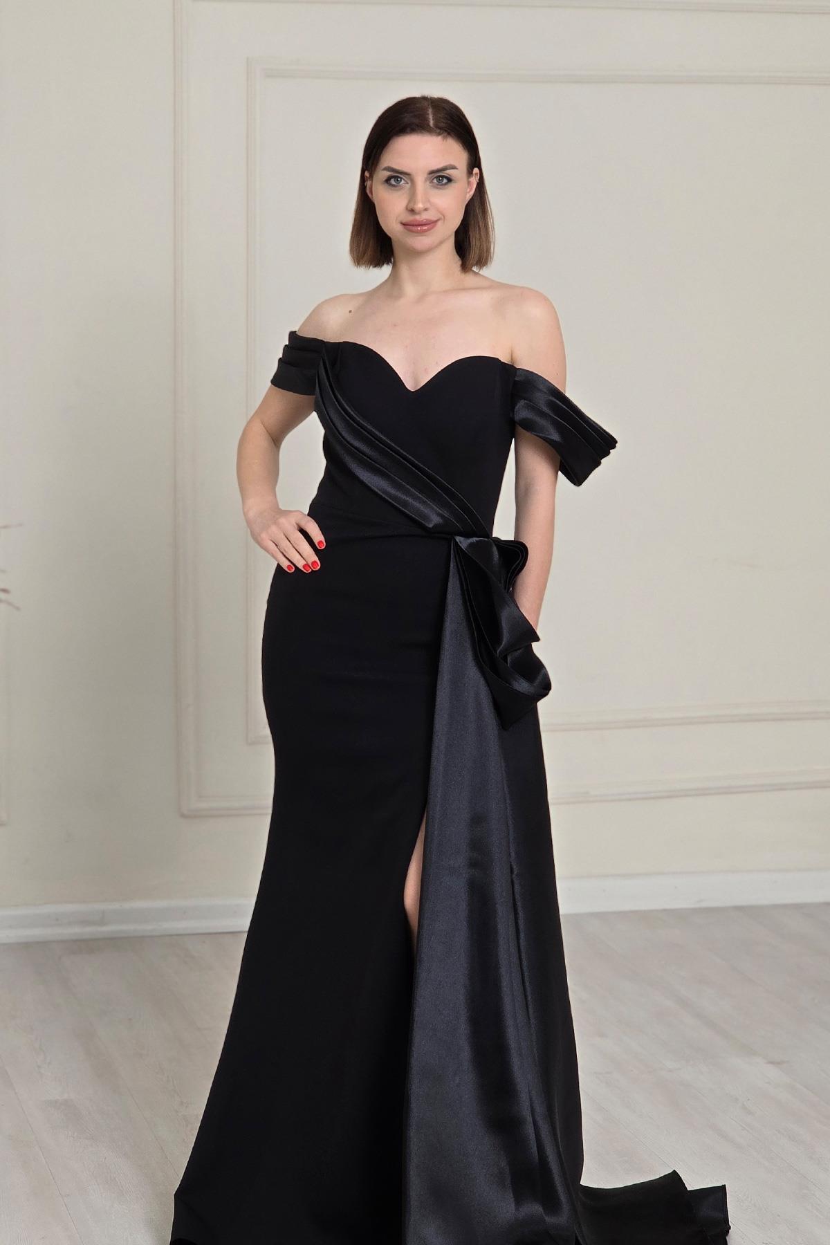 Siyah Fiyonklu Balık Abiye 1123