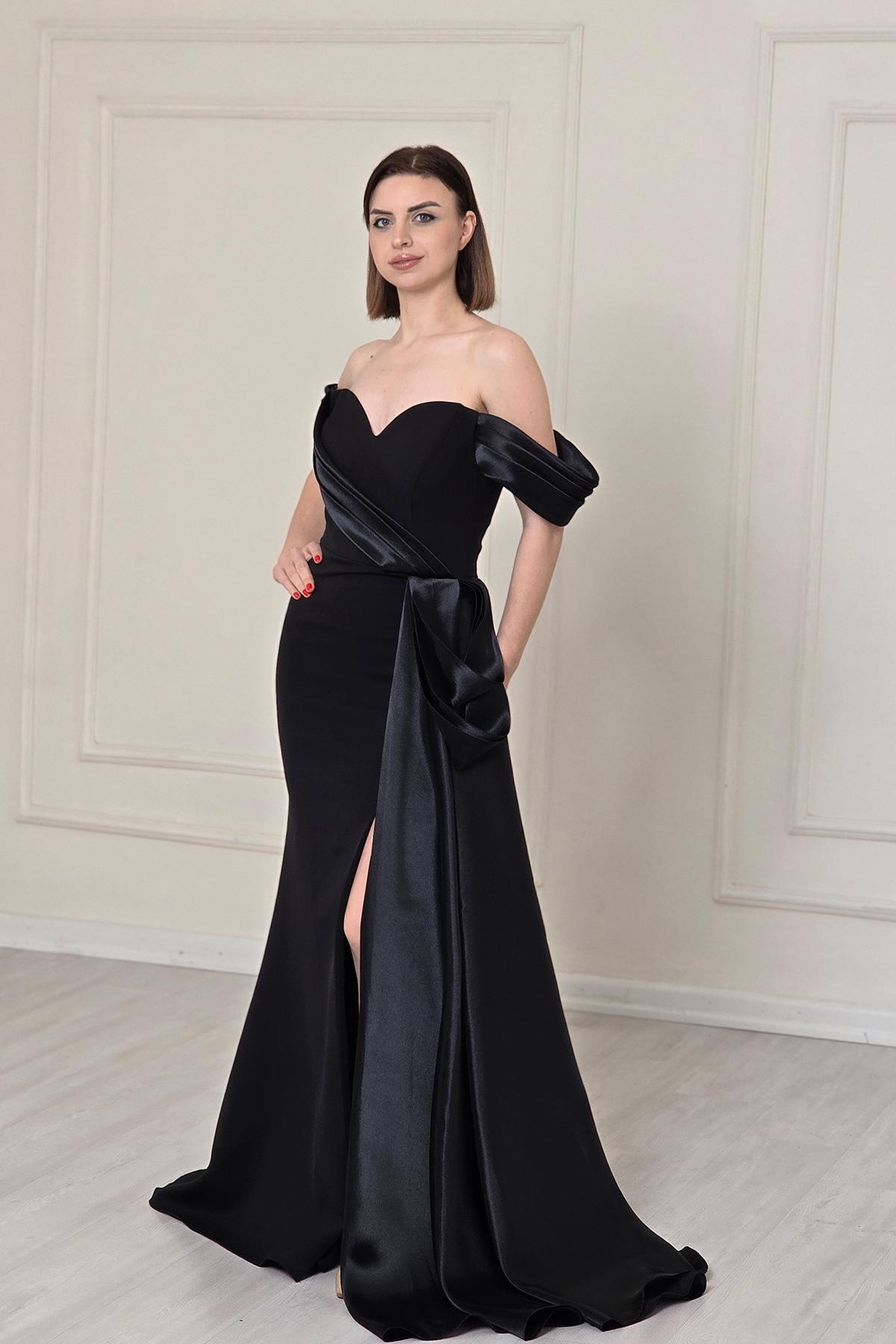 Siyah Fiyonklu Balık Abiye 1123