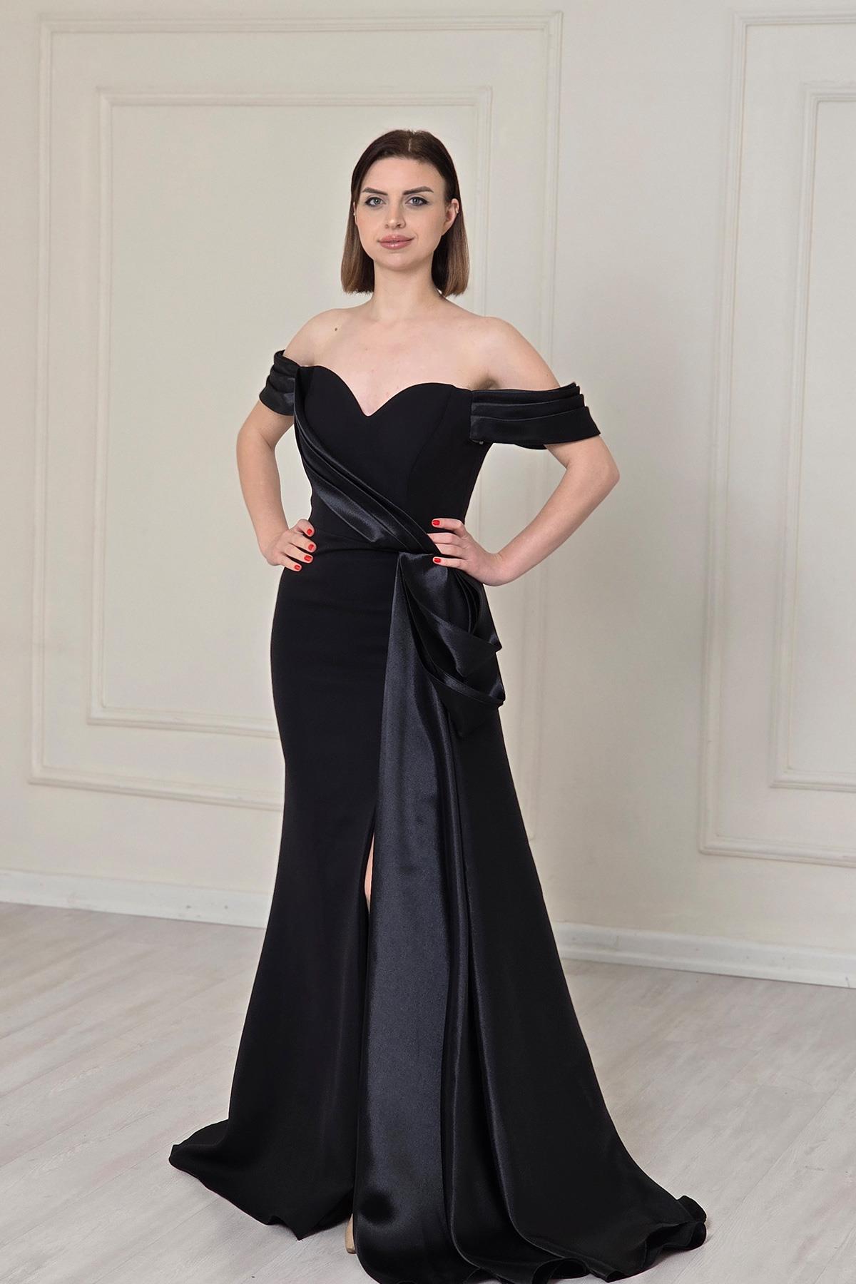 Siyah Fiyonklu Balık Abiye 1123