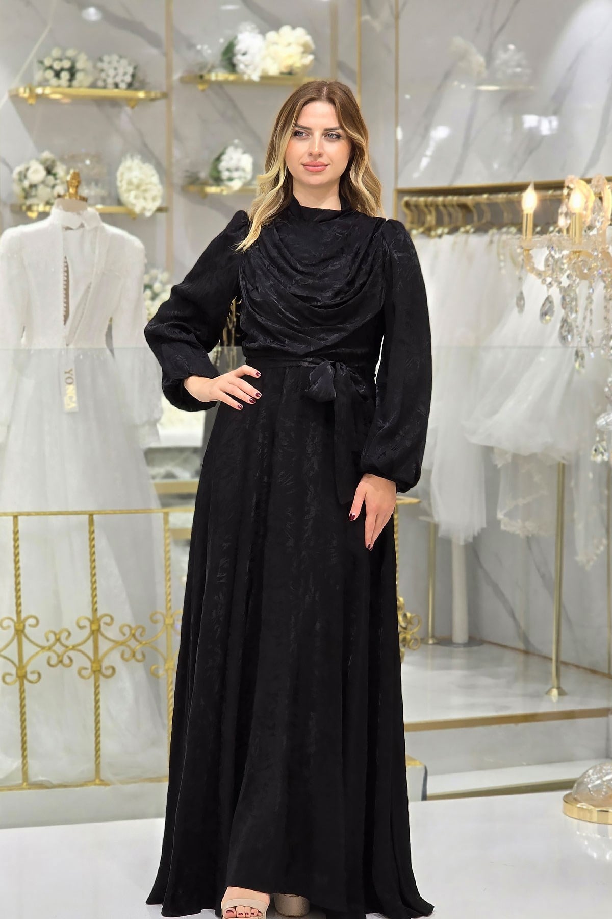 Siyah Jakar Abiye 4939
