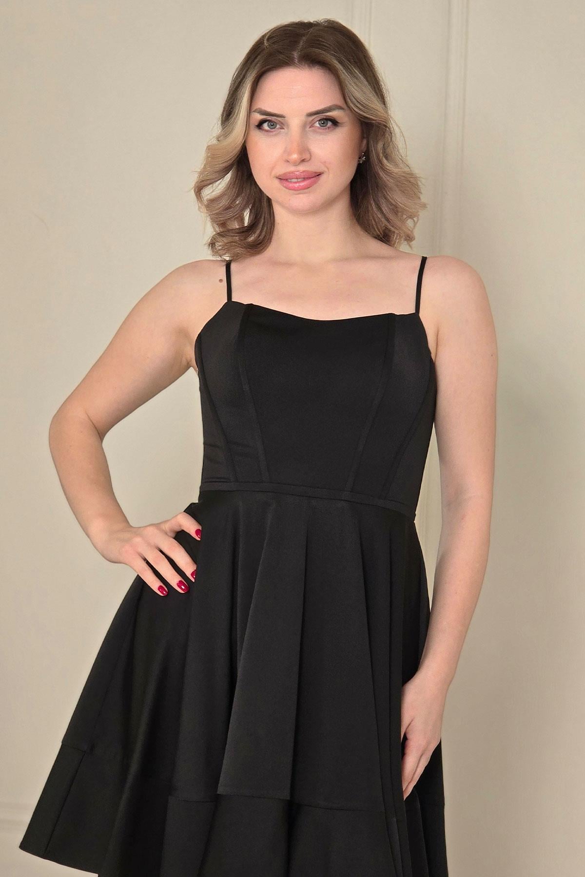 Siyah Korseli Mini Elbise 4380