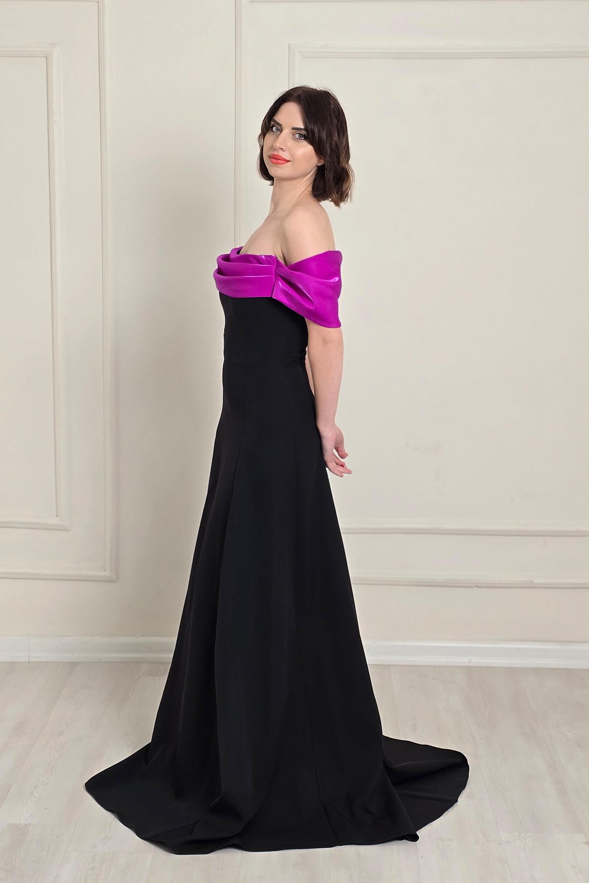 SİYAH-PEMBE Degajeli Abiye 8316