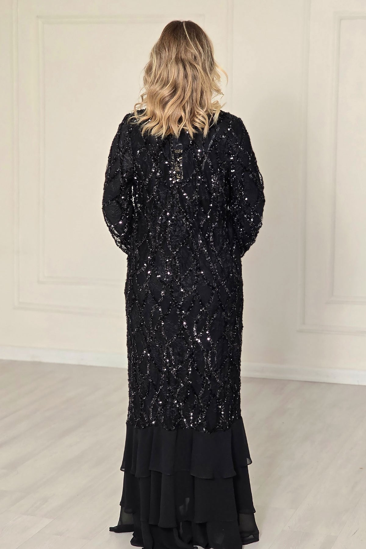 Siyah Pullu Abaya 4767