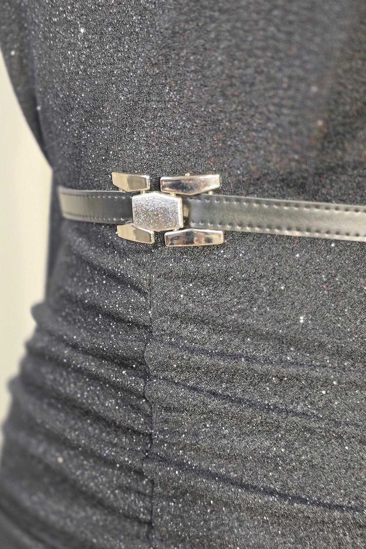 Siyah Simli Drape 3625