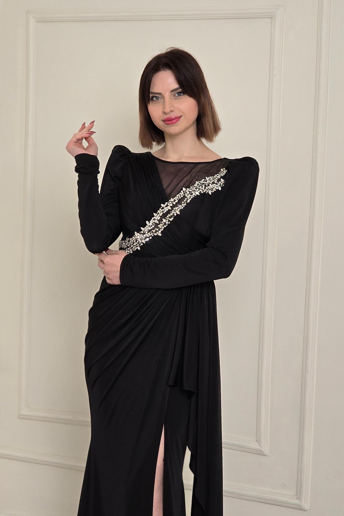 Siyah Taş İlemeli Buzzy Abiye 5285