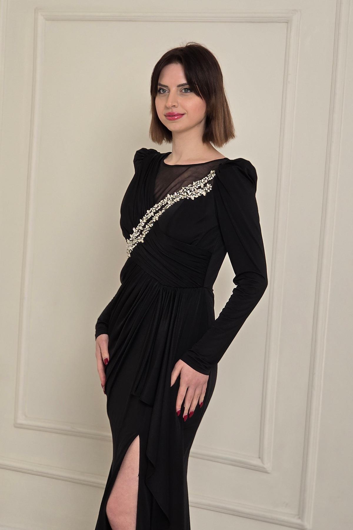 Siyah Taş İlemeli Buzzy Abiye 5285