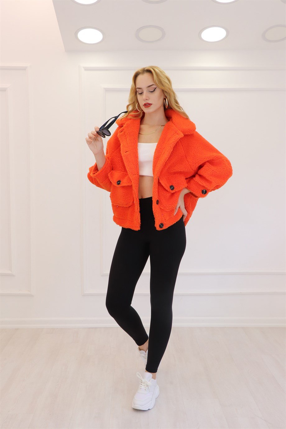Turuncu Teddy Peluş Mont 6821