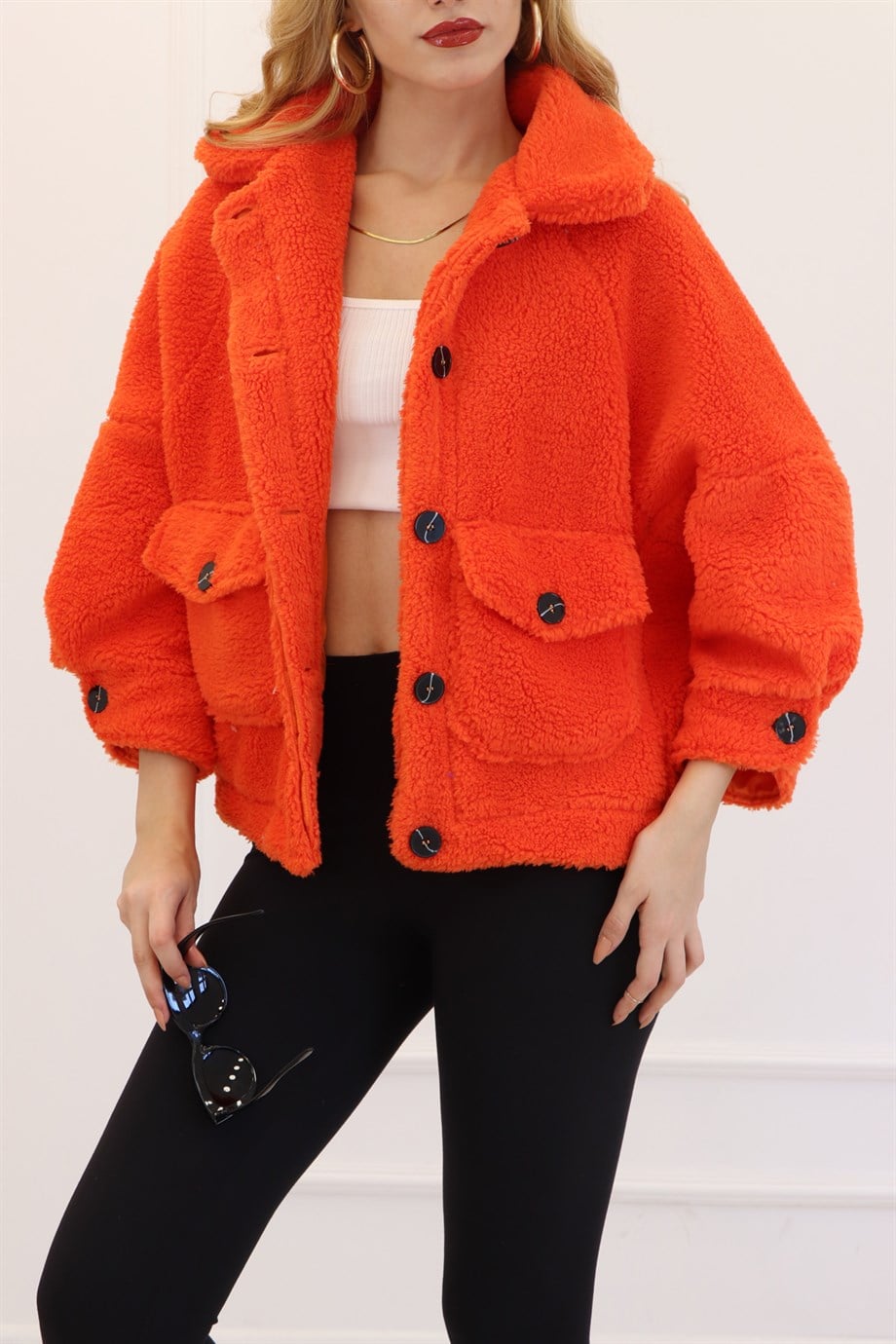 Turuncu Teddy Peluş Mont 6821