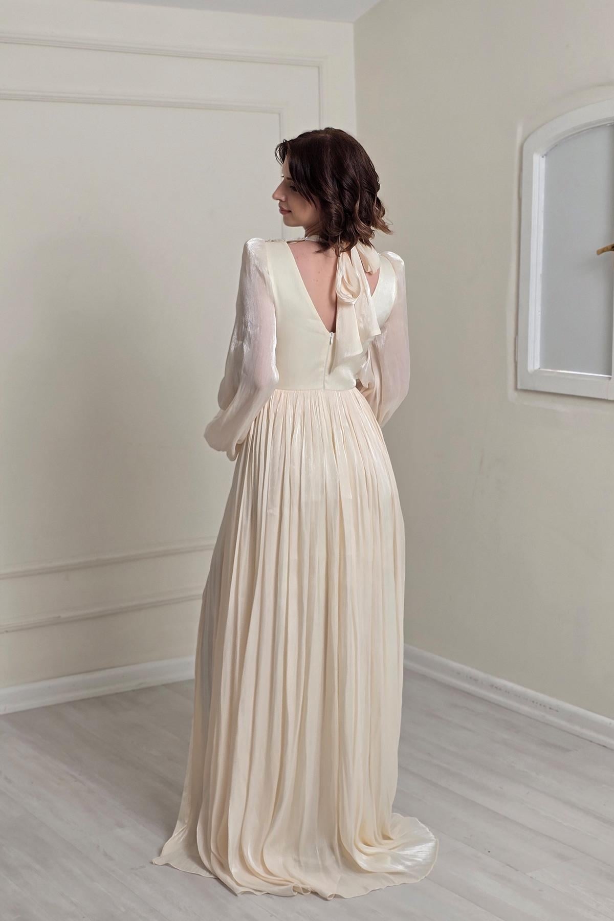 Vanilya Yakalı Abiye 8495