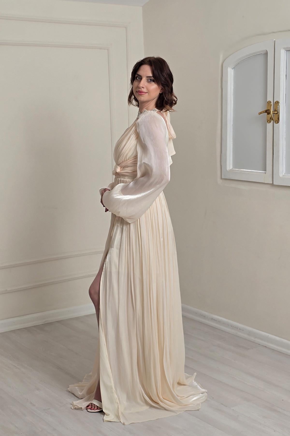 Vanilya Yakalı Abiye 8495