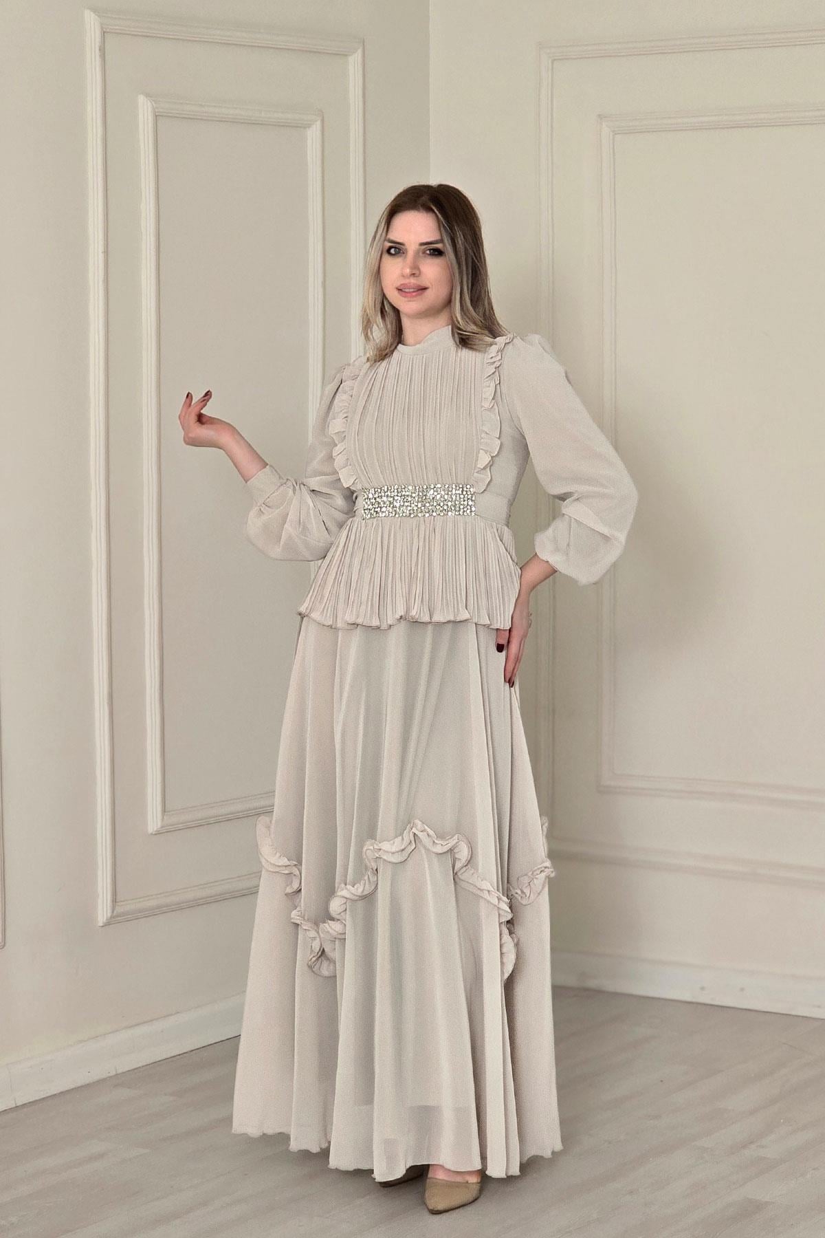 Vizon Drapeli Tesettür Abiye 4881