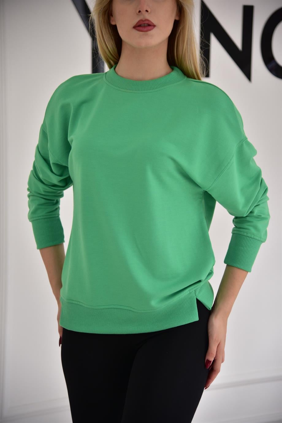 Yeşil Bisiklet Yaka Sweat 9002