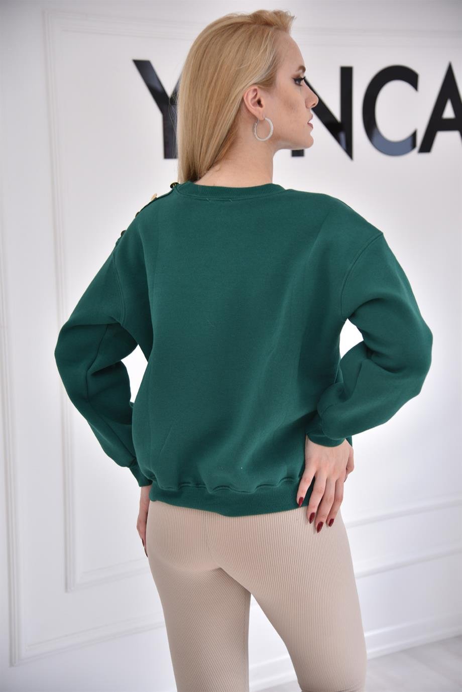 Yeşil Düğmeli Sweat 6601