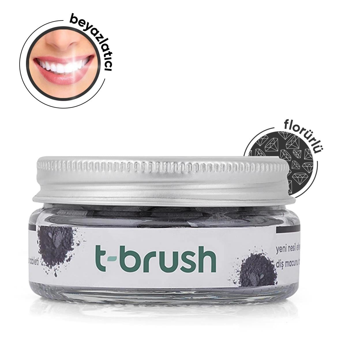 T-Brush Activated Charcoal Diş Macunu Tableti - Florürlü