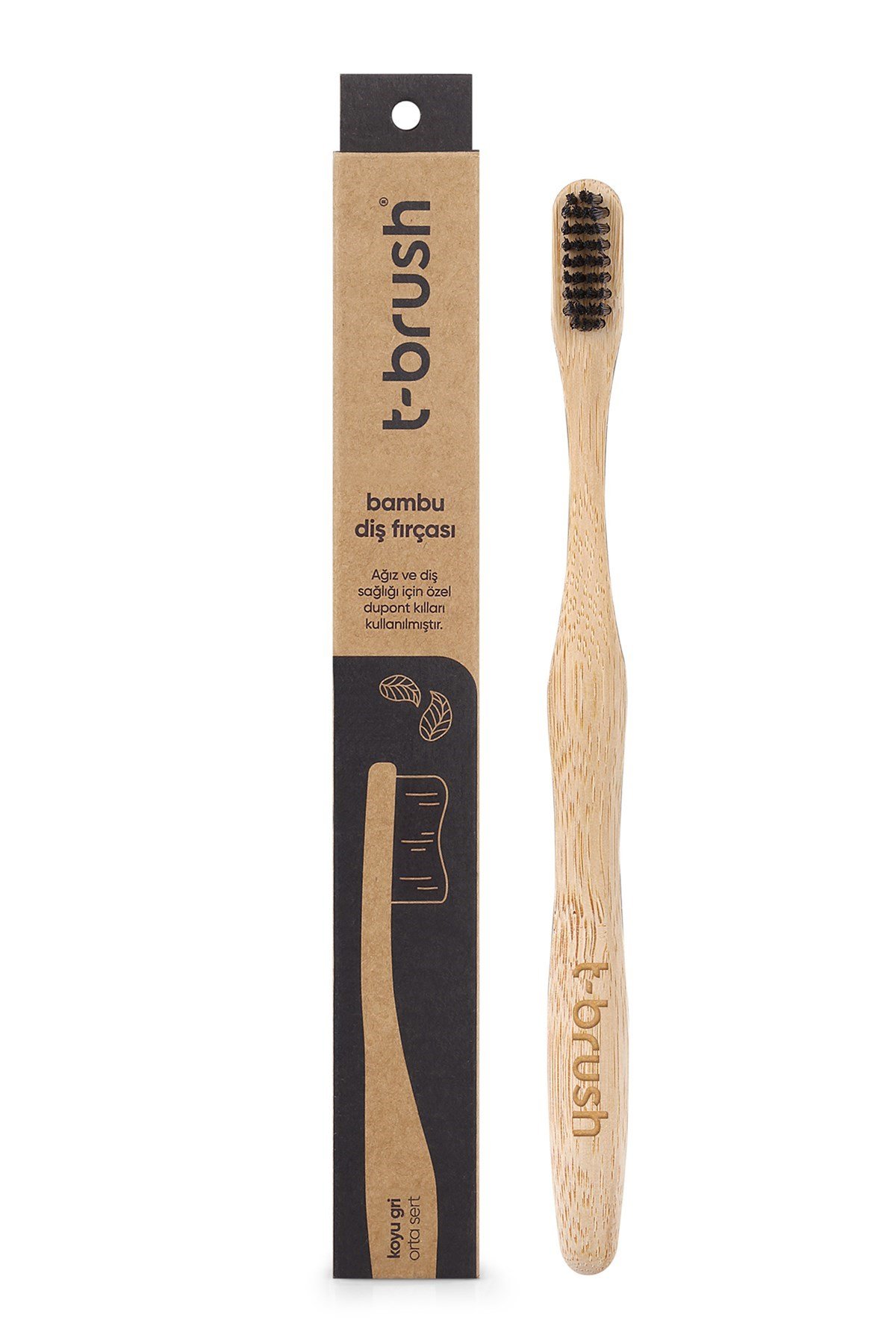 T-Brush Bambu Diş Fırçası - Koyu Gri