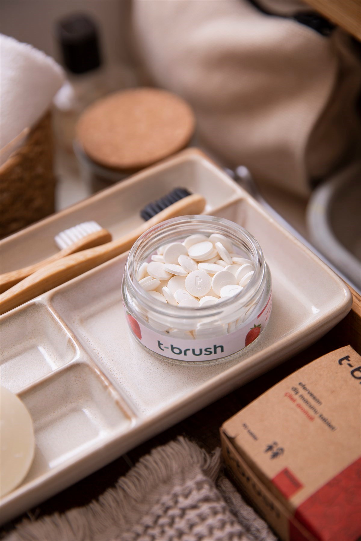 T-Brush Çilek Aromalı Diş Macunu Tableti - Florürlü