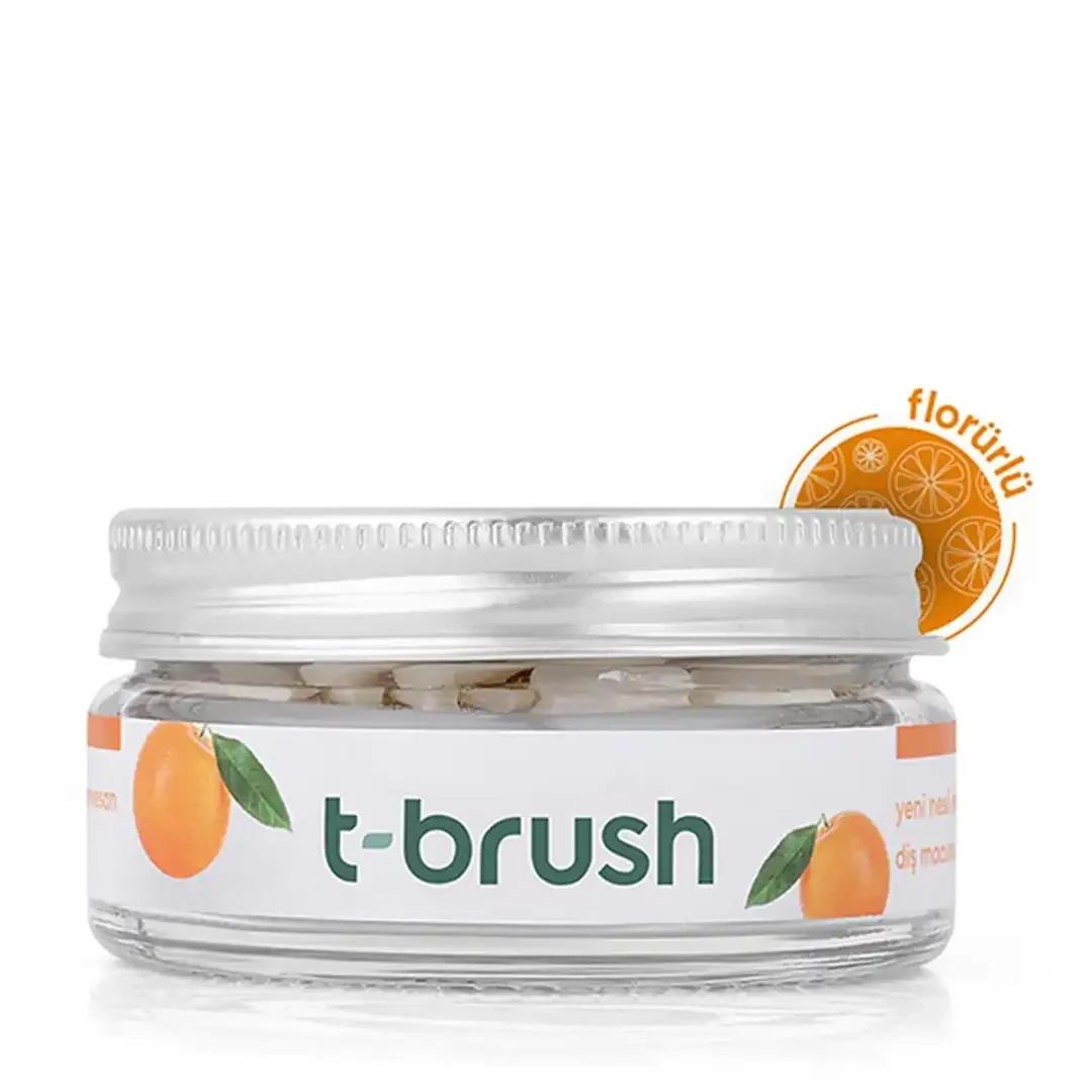T-Brush Portakal Aromalı Diş Macunu Tableti - Florürlü