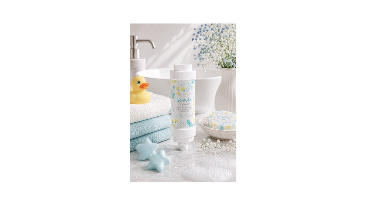Be-Vita Baby Powder C Vitaminli Aromatik Duş Filtresi - Cilt Besleyici Klor ve Kireç Arıtıcı Duş Filtresi (150gr)