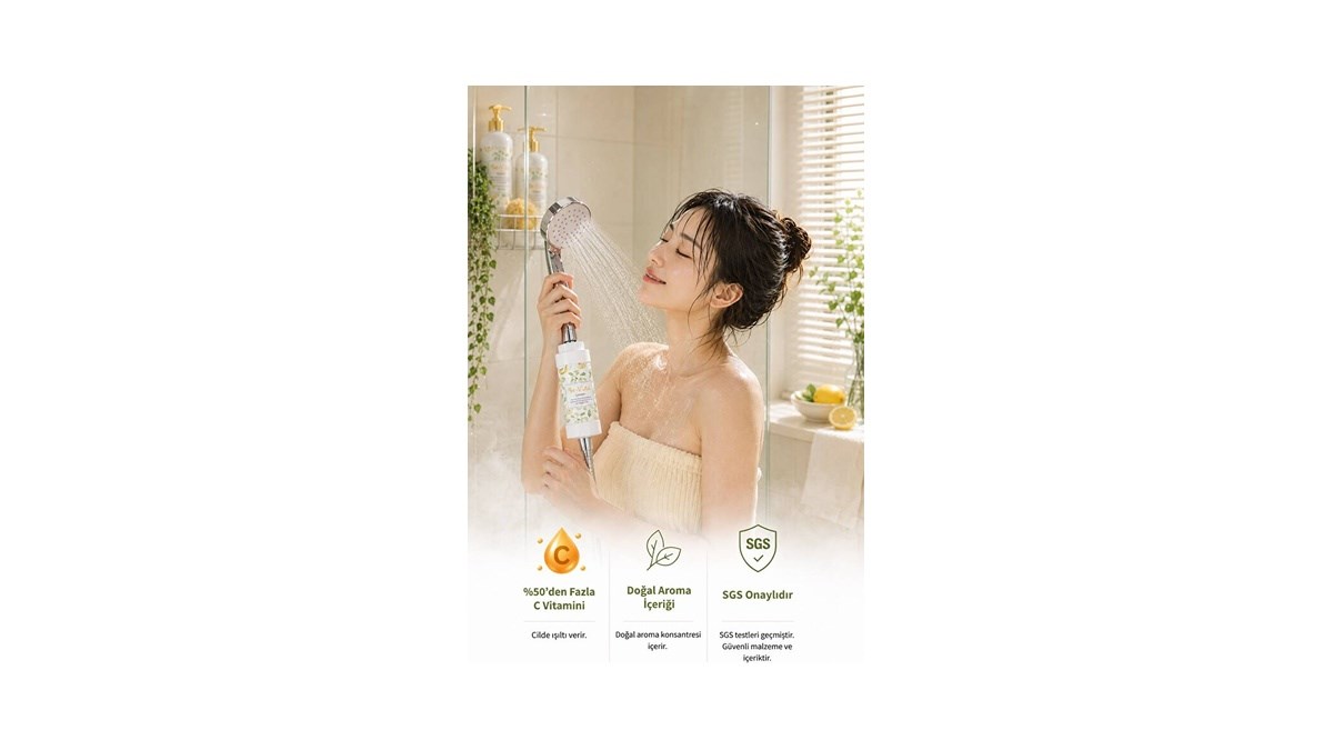 Be-Vita Lemon C Vitaminli Aromatik Duş Filtresi - Cilt Besleyici Klor ve Kireç Arıtıcı Duş Filtresi (150gr)