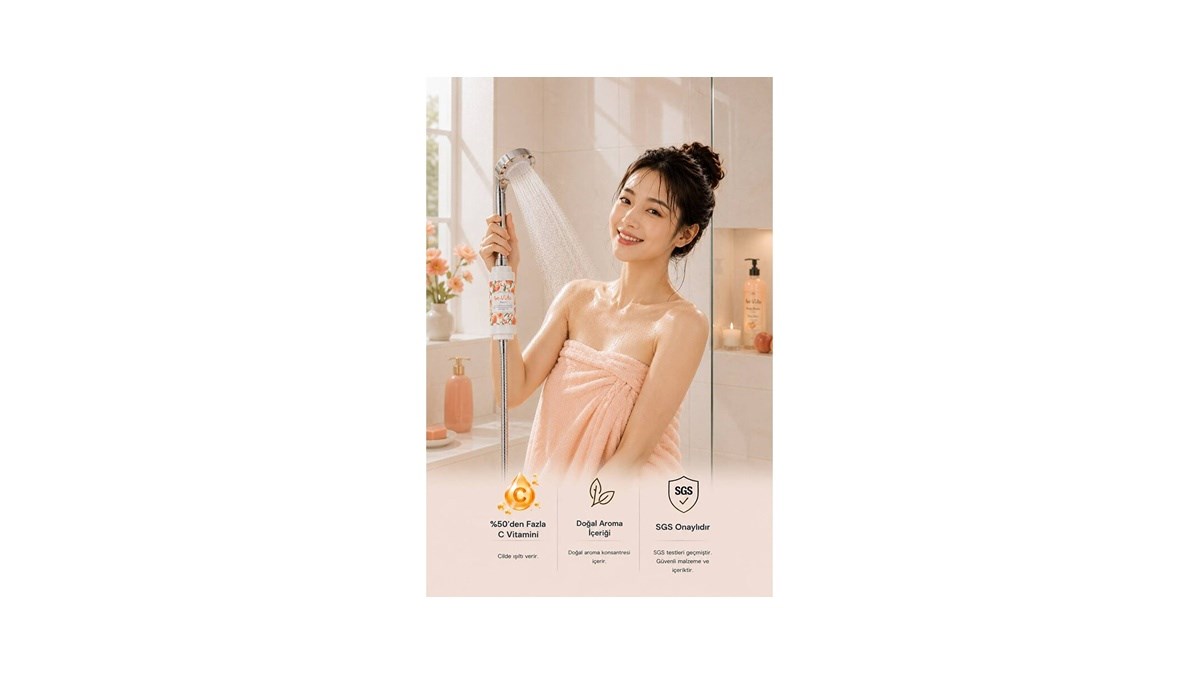Be-Vita Peach C Vitaminli Aromatik Duş Filtresi - Cilt Besleyici Klor ve Kireç Arıtıcı Duş Filtresi (150gr)