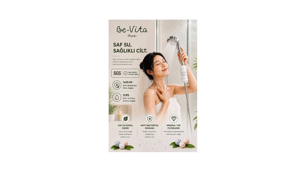 Be-Vita Pure Duş Filtresi - Cilt Besleyici Klor ve Kireç Arıtıcı Duş Filtresi (100gr)