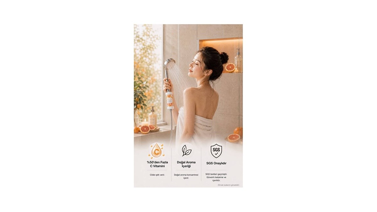 Be-Vita Zamboa(Grape Fruit)C Vitaminli Aromatik Duş Filtresi - Cilt Besleyici Klor ve Kireç Arıtıcı Duş Filtresi (150gr)